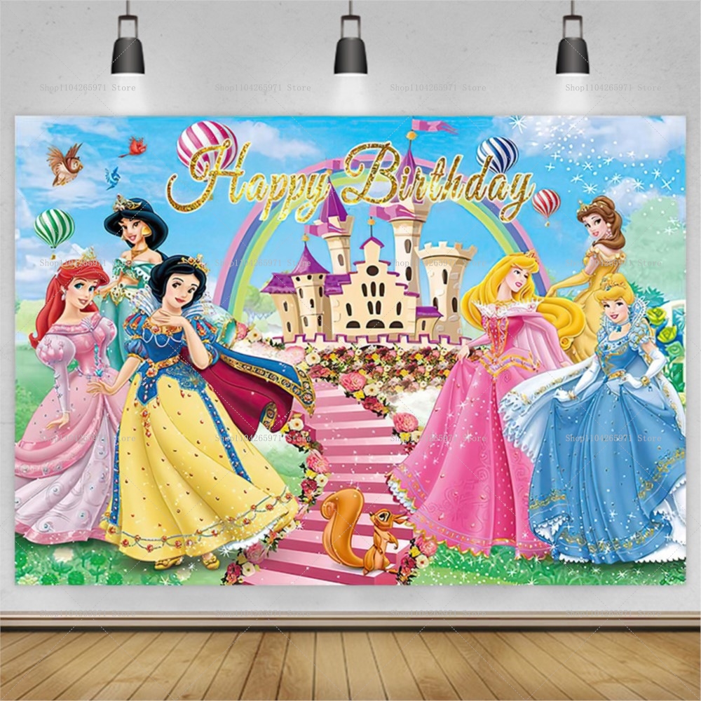 Car Accessories Banner - Disney Princess Serie Birthday Photography Background