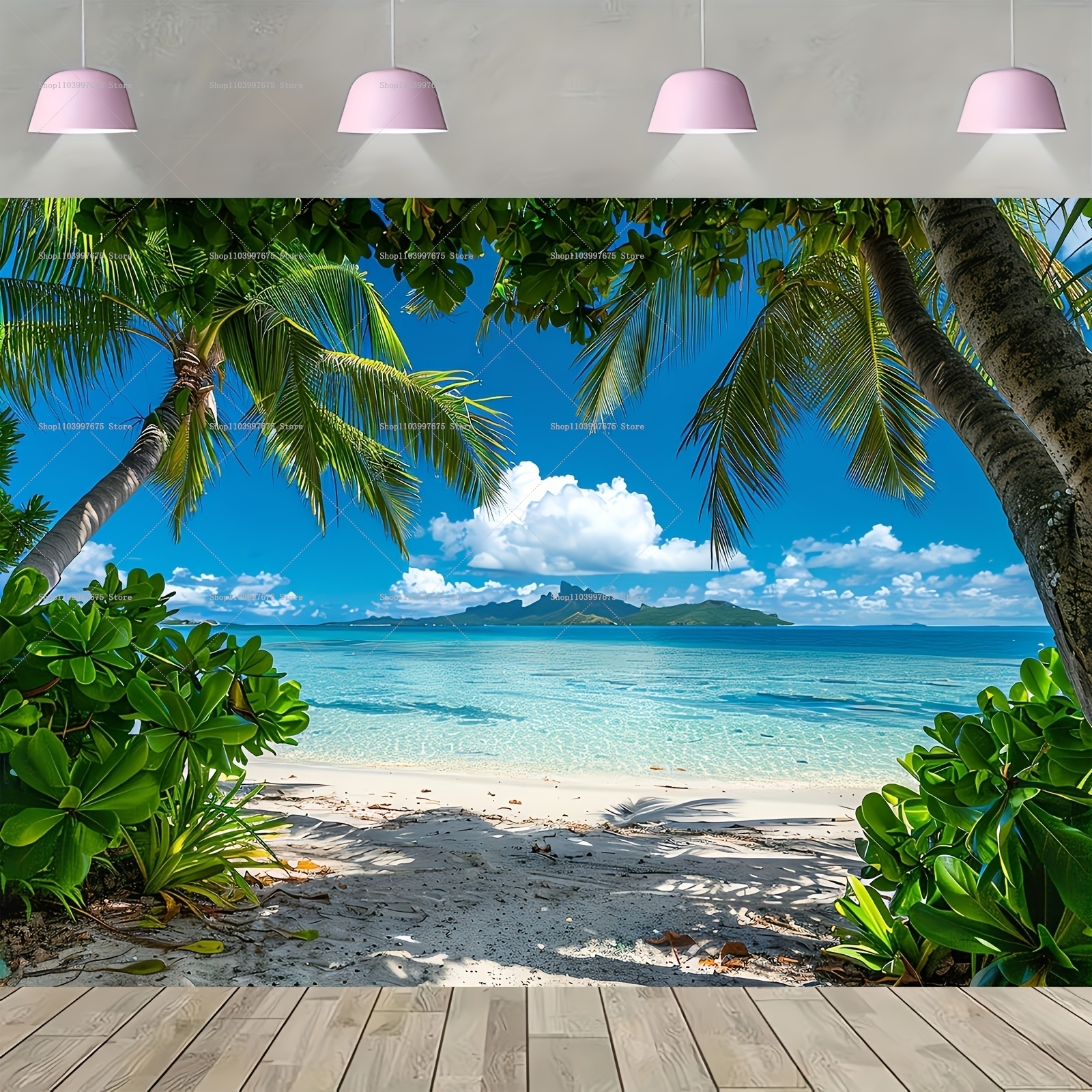 Car Accessories Banner - Spring&Summer Tropical Beach Sea View Backdrops