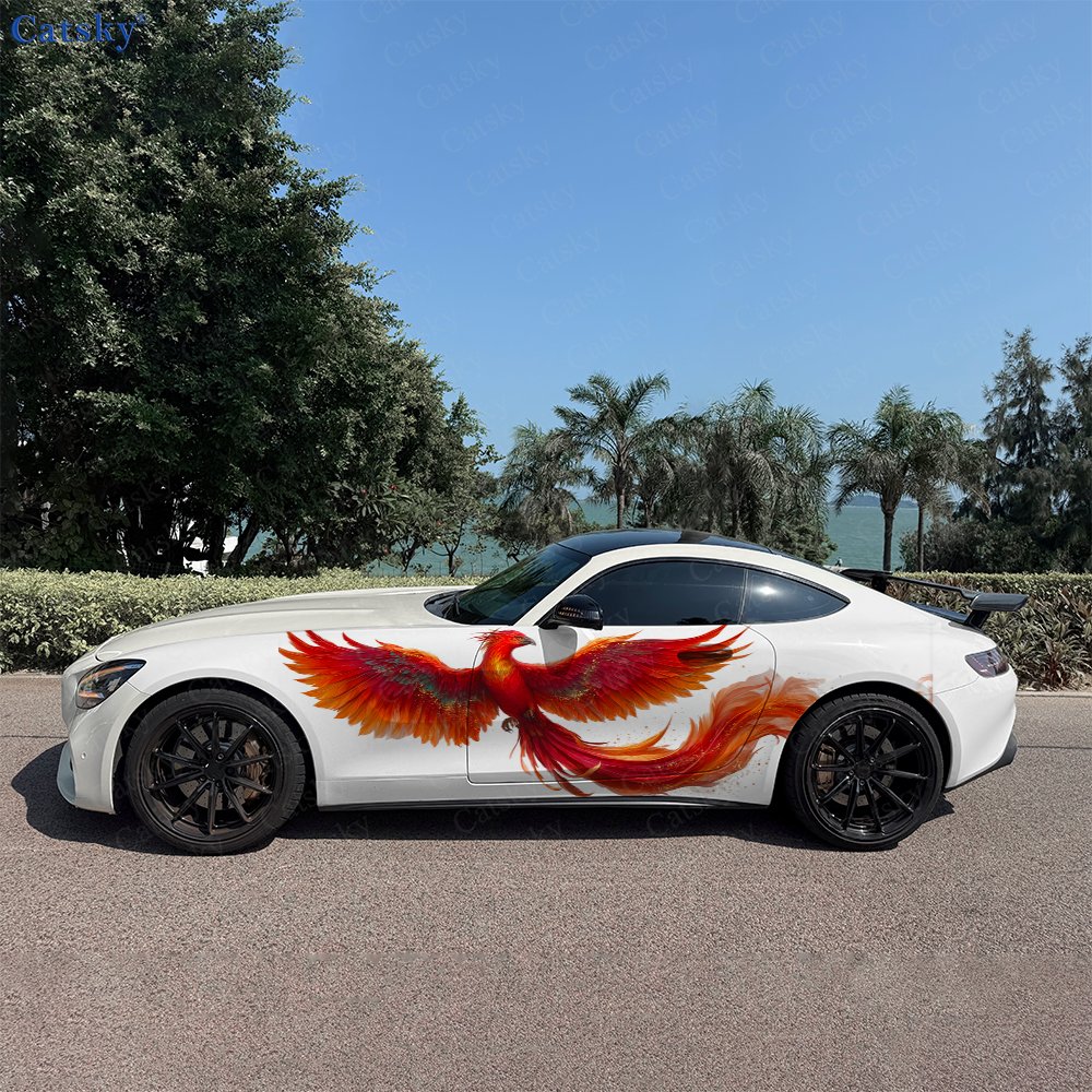 Car Accessories Phoenix - 2pcs Fiery Phoenix Car Side Wraps,