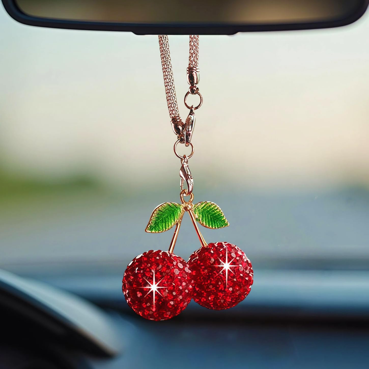 Bling Cherry Car Hanging Ornam - Car Accessories Mirror Hanging reseña y precio