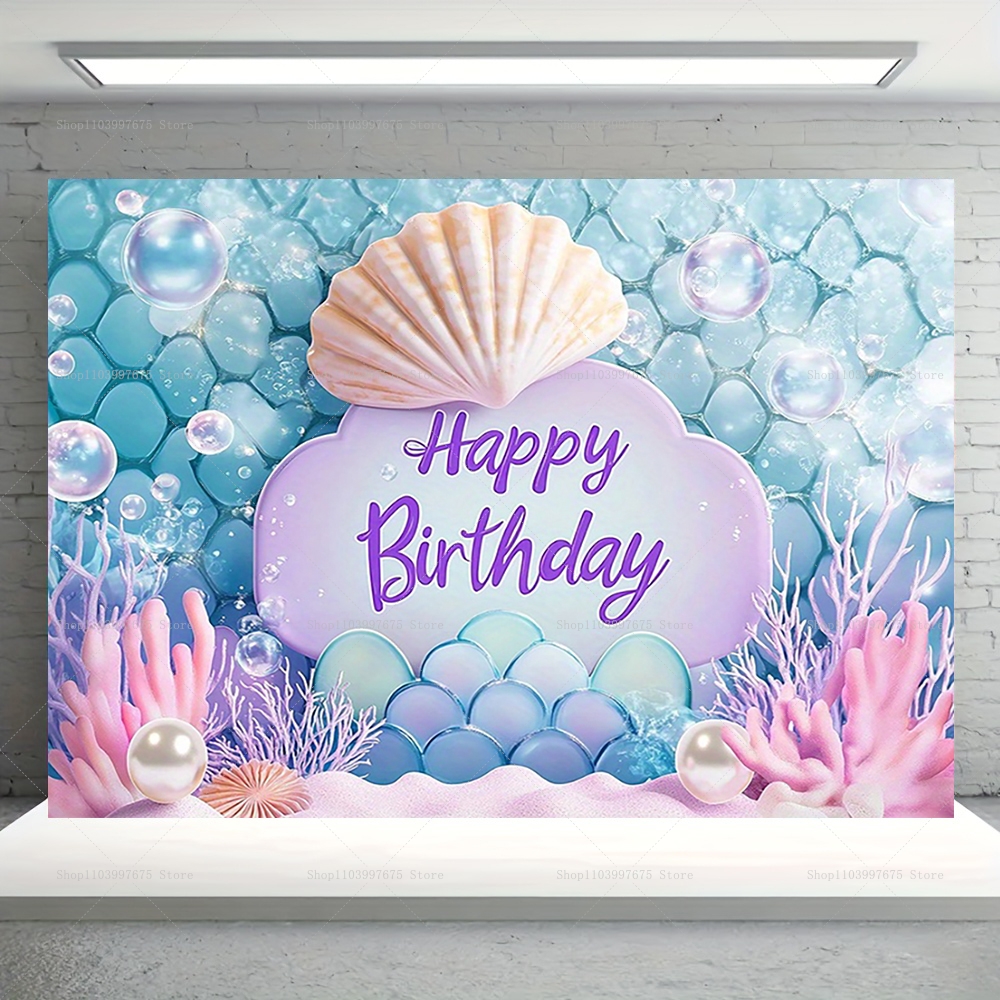Mermaid Party Backdrops Childr - Car Accessories Banner reseña y precio