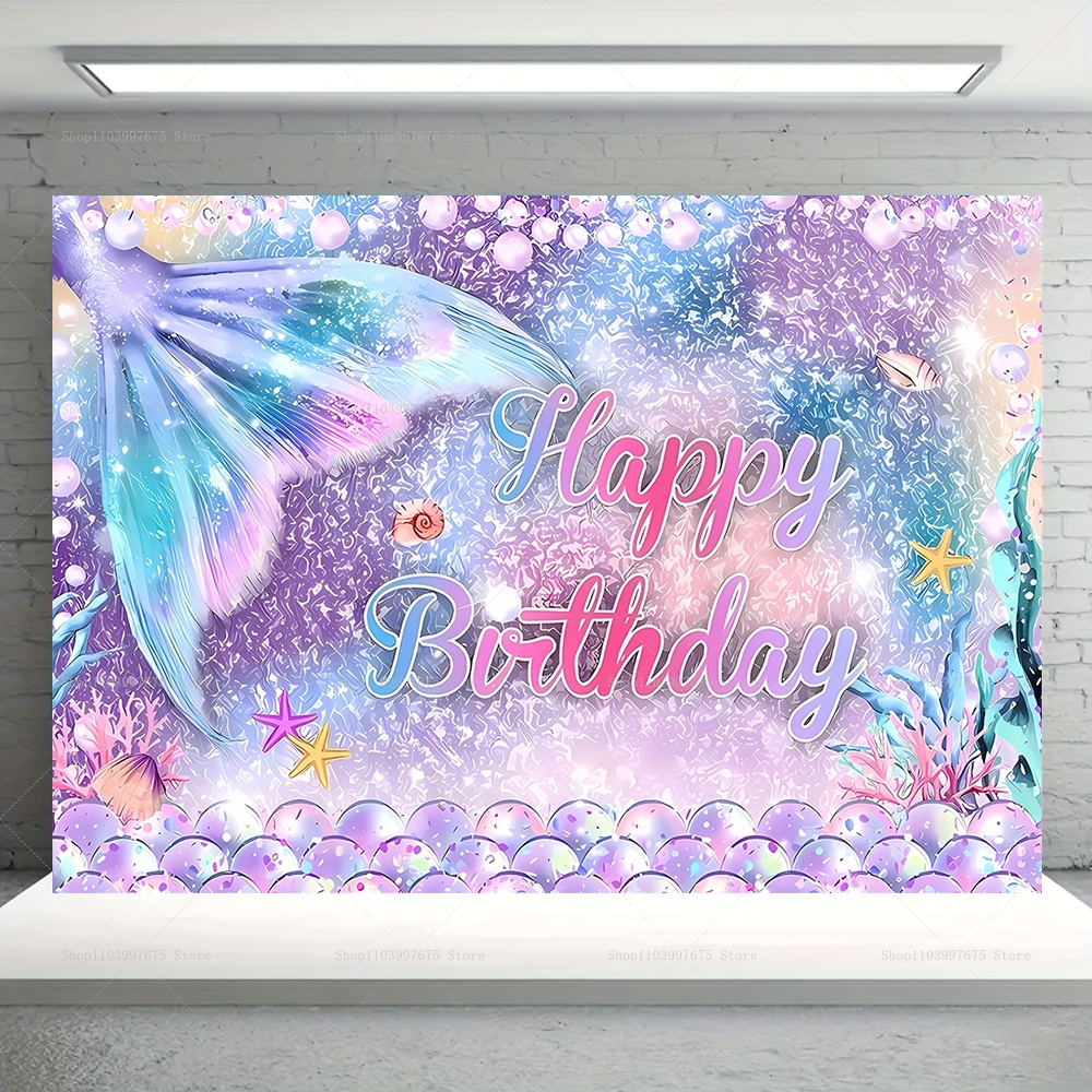 Mermaid Party Backdrops Childr - Car Accessories Banner reseña y precio