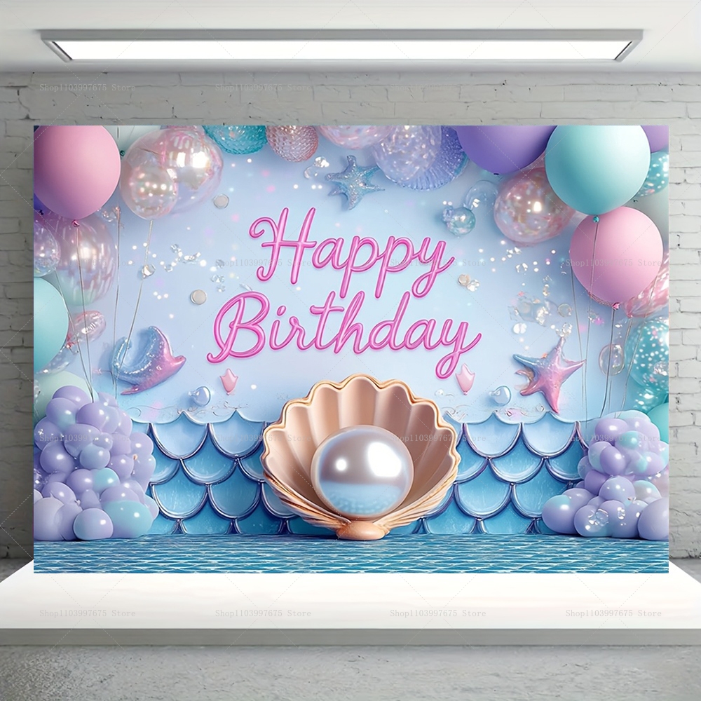 Mermaid Party Backdrops Childr - Car Accessories Banner reseña y precio
