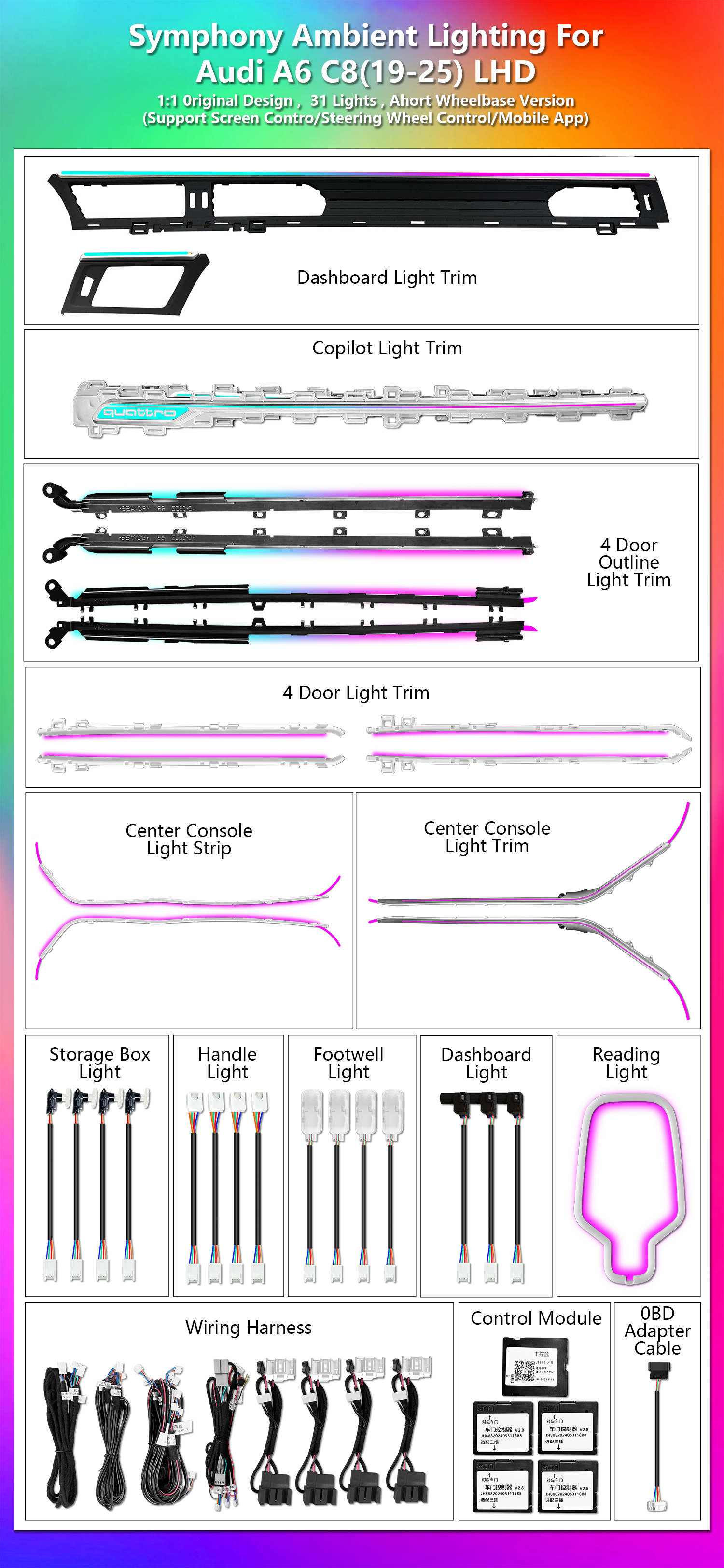 For Audi A6 A7 C8 European Amb - Led Interior Ambient Light reseña y precio