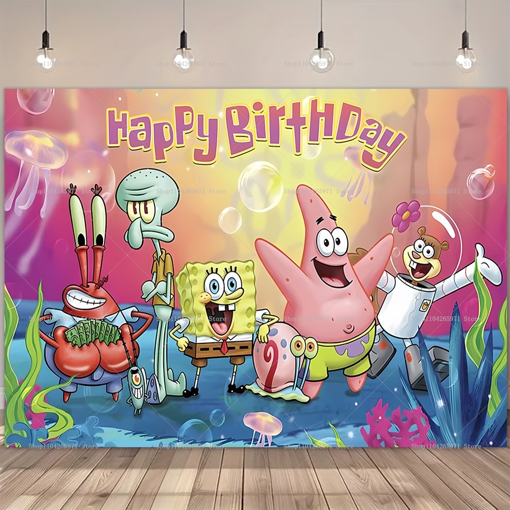 SpongeBob Party Backdrop Banne - Car Accessories Banner reseña y precio
