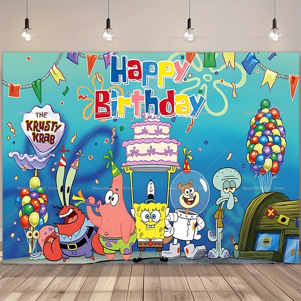 SpongeBob Party Backdrop Banne - Car Accessories Banner reseña y precio