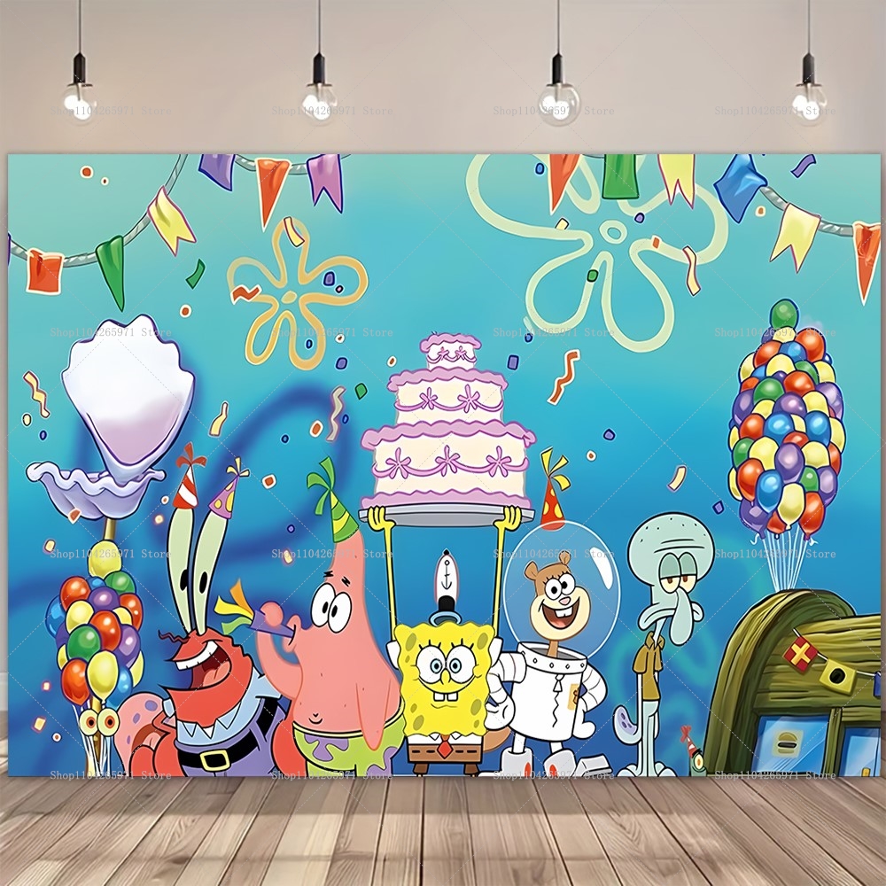 SpongeBob Party Backdrop Banne - Car Accessories Banner reseña y precio