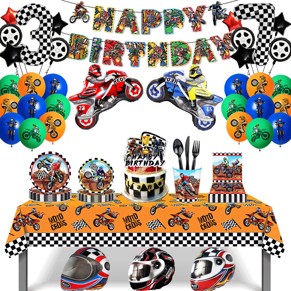Motorcycle Theme Happy Birthda - Car Accessories Banner reseña y precio