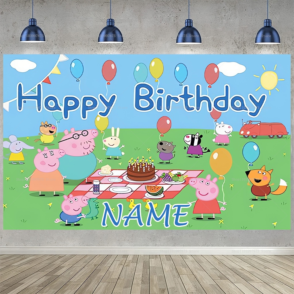 Custom Name Cartoon Peppa Pig  - Car Accessories Banner reseña y precio