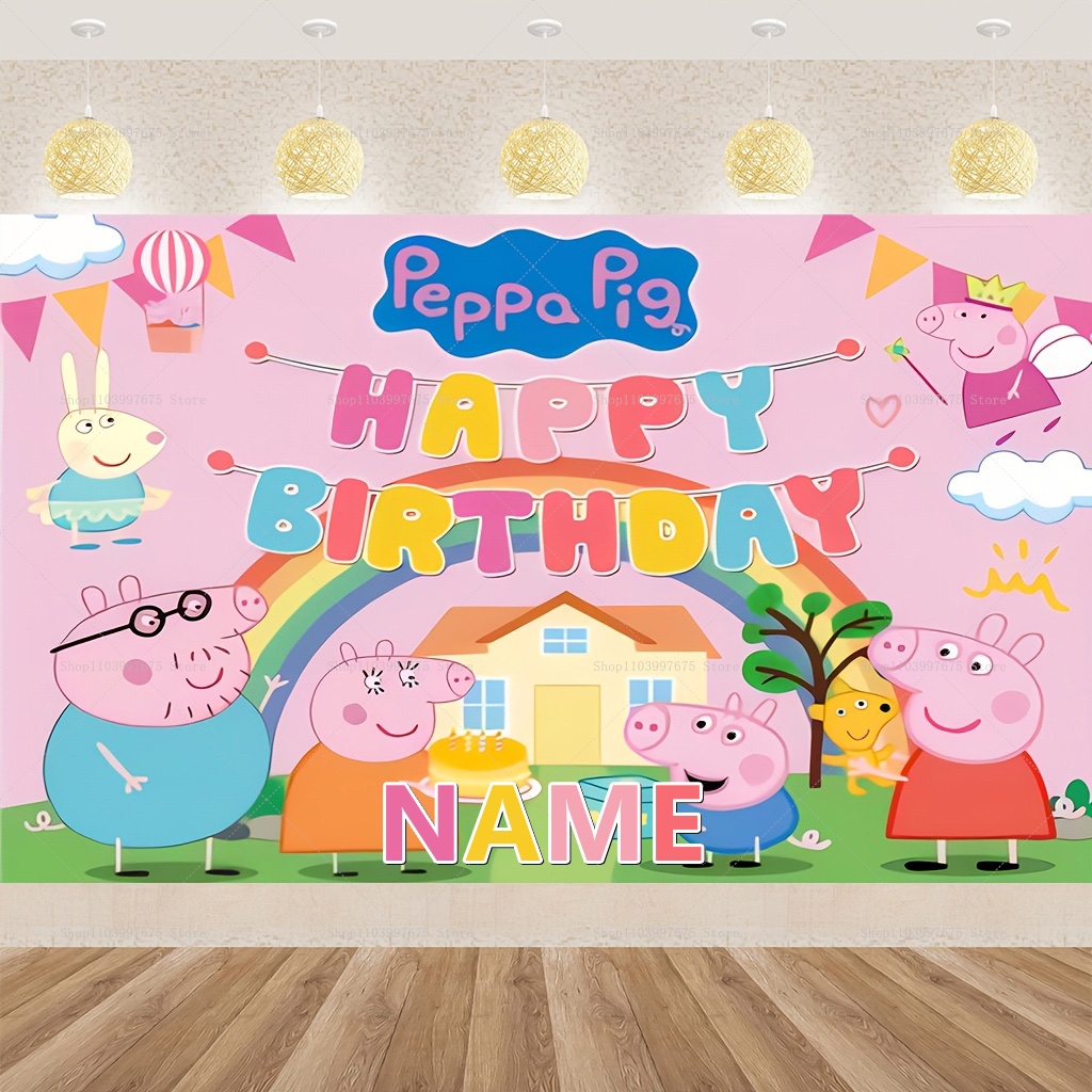 Custom Name Cartoon Peppa Pig  - Car Accessories Banner reseña y precio