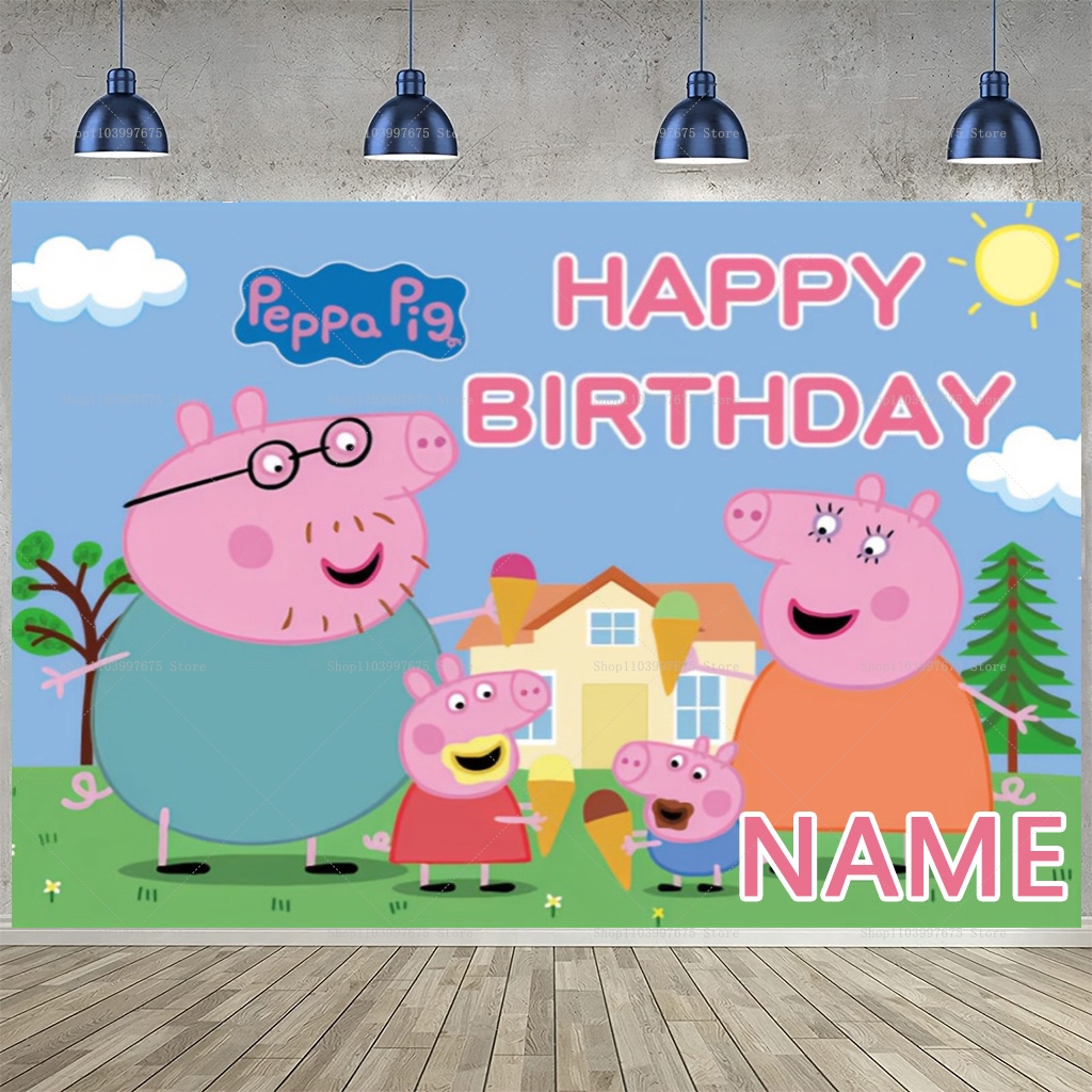 Custom Name Cartoon Peppa Pig  - Car Accessories Banner reseña y precio