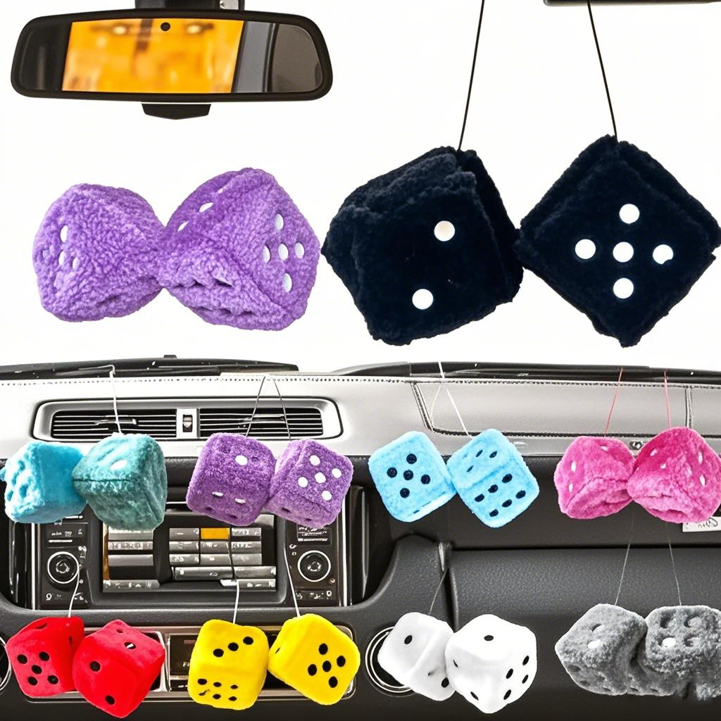 7.5cm Soft Fuzzy Dice for Car  - Car Accessories Mirror Hanging reseña y precio