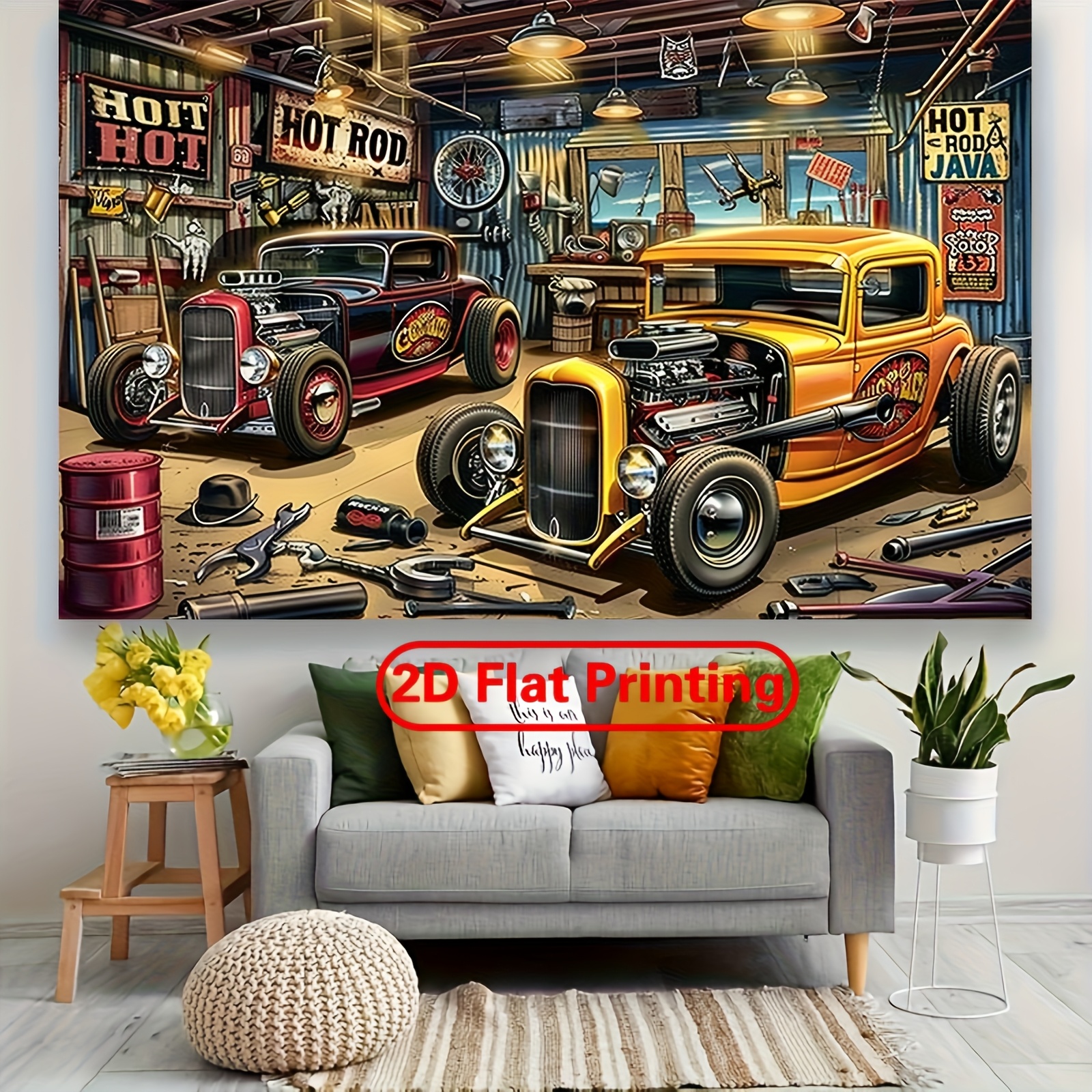 1 vintage hot car garage party - Car Accessories Banner reseña y precio