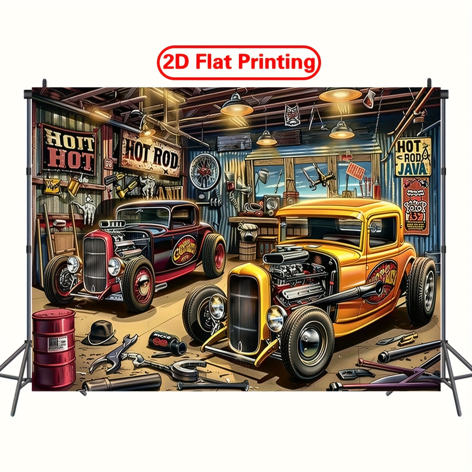 1 vintage hot car garage party - Car Accessories Banner reseña y precio