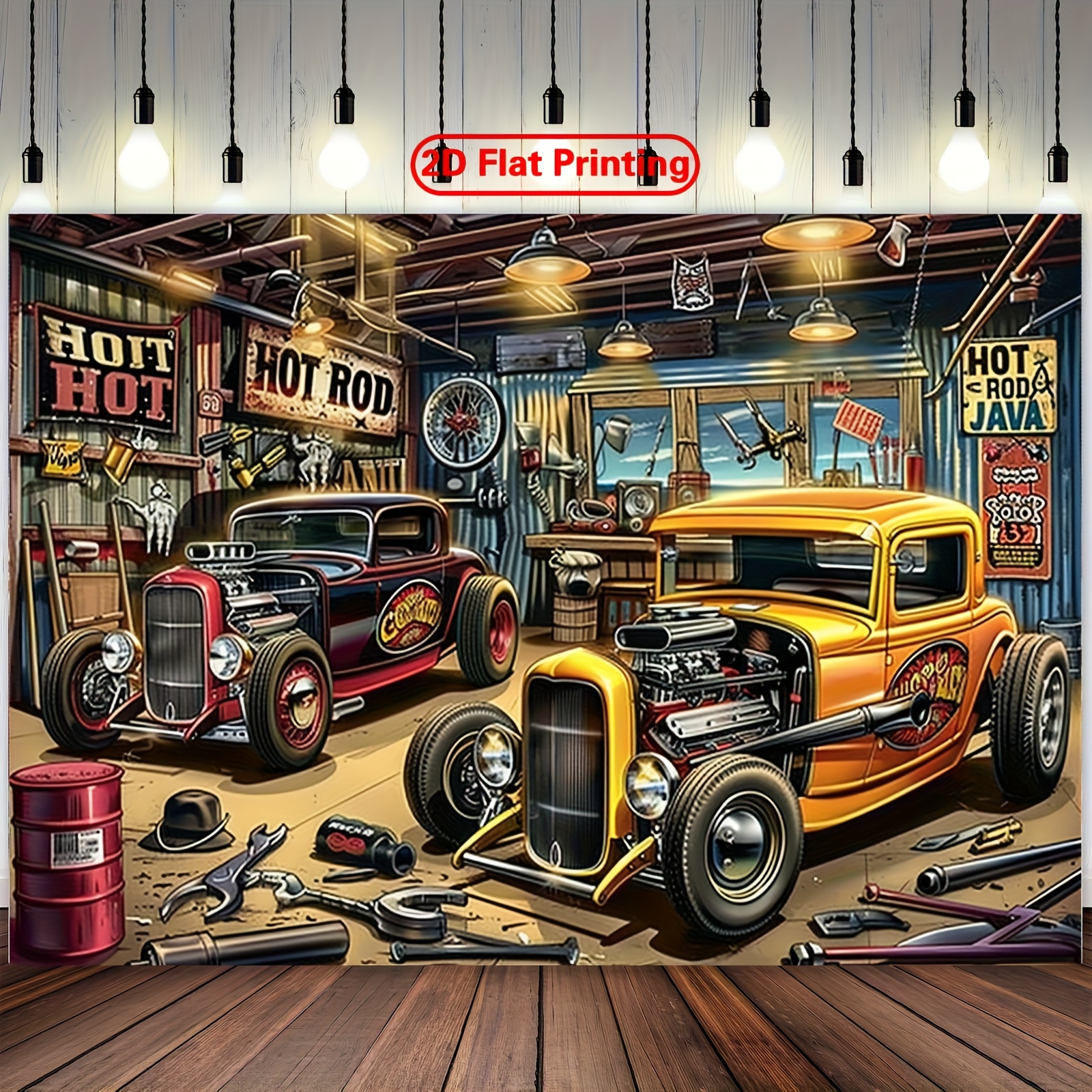 1 vintage hot car garage party - Car Accessories Banner reseña y precio