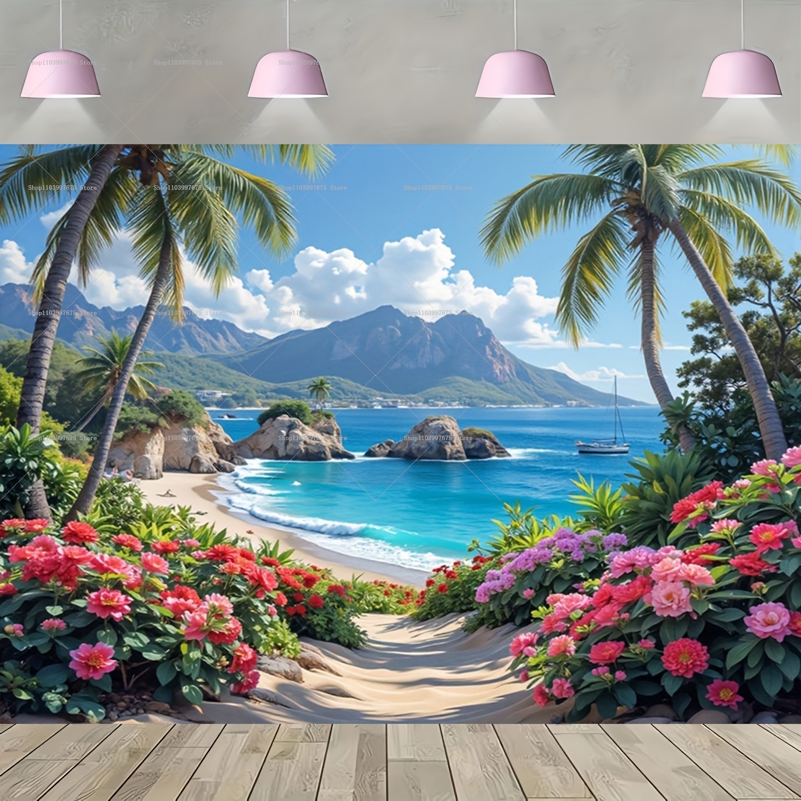 Spring&Summer Tropical Beach S - Car Accessories Banner reseña y precio