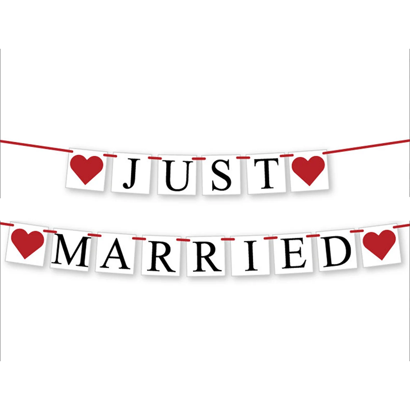 JUST MARRIED Wedding Banner Se - Car Accessories Banner reseña y precio