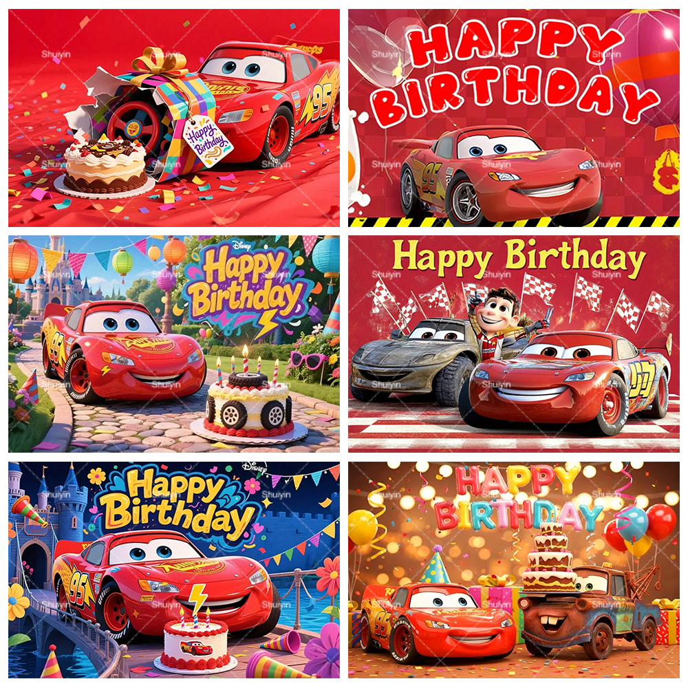 Cartoon Cars Lightning Mcqueen - Car Accessories Banner reseña y precio