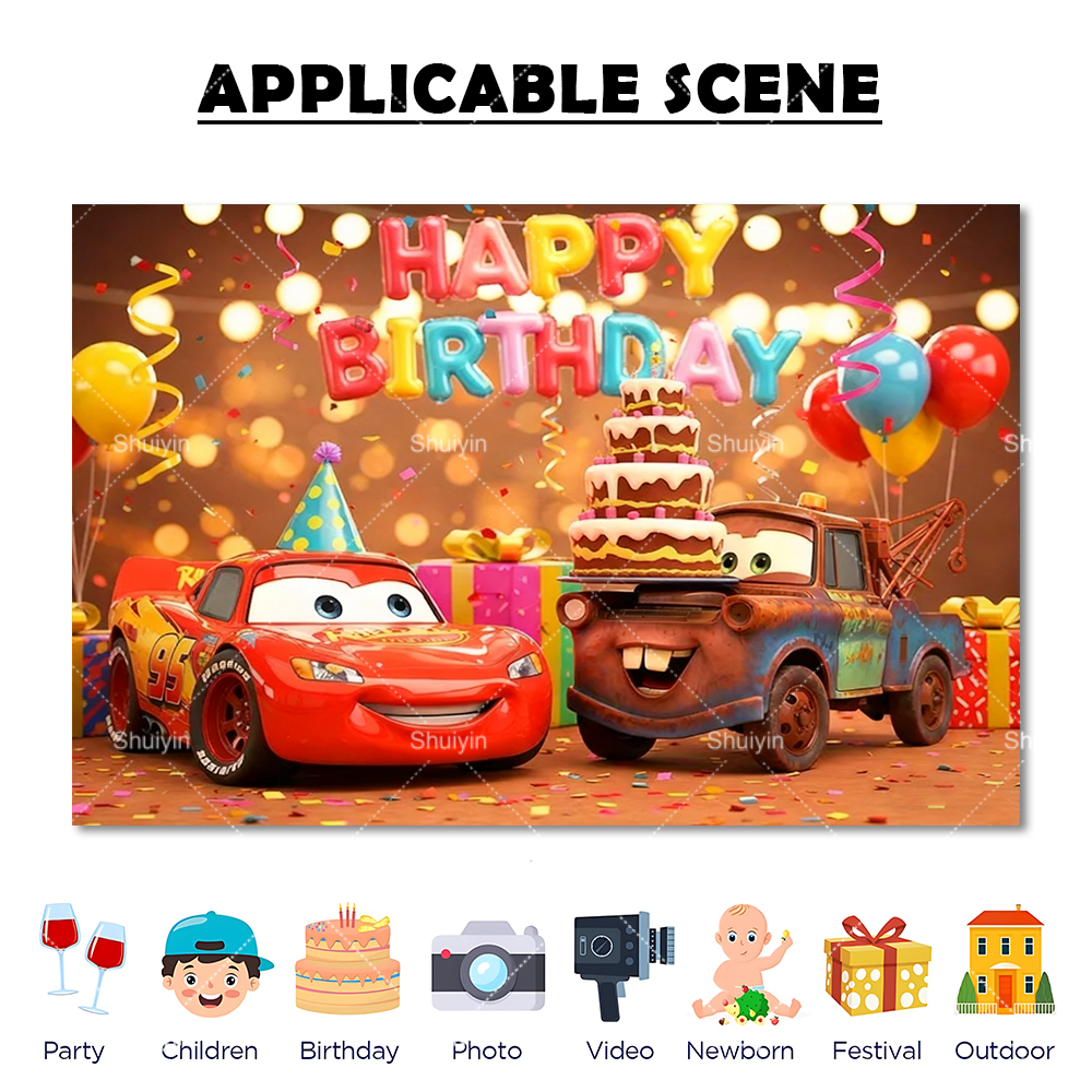 Cartoon Cars Lightning Mcqueen - Car Accessories Banner reseña y precio