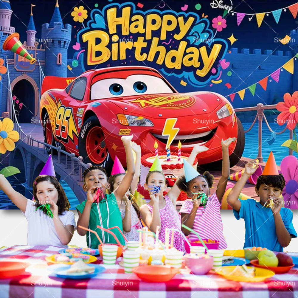 Cartoon Cars Lightning Mcqueen - Car Accessories Banner reseña y precio